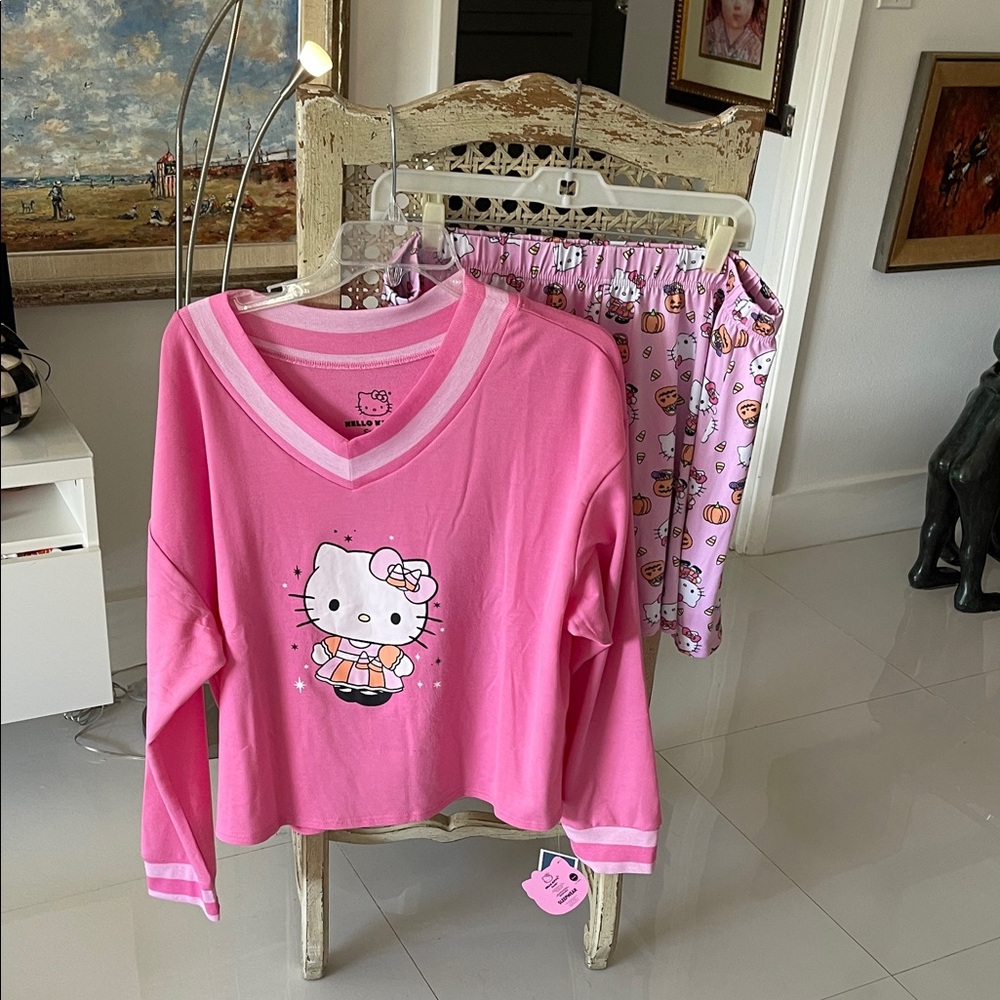 Hello Kitty by Sanrio Halloween Pink/Orange/White Loungewear/Sleepwear/PJ Set